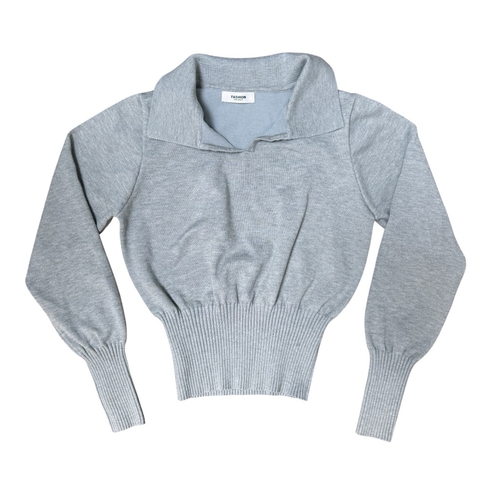Fashion Star Quality Cinched Gray Sweater